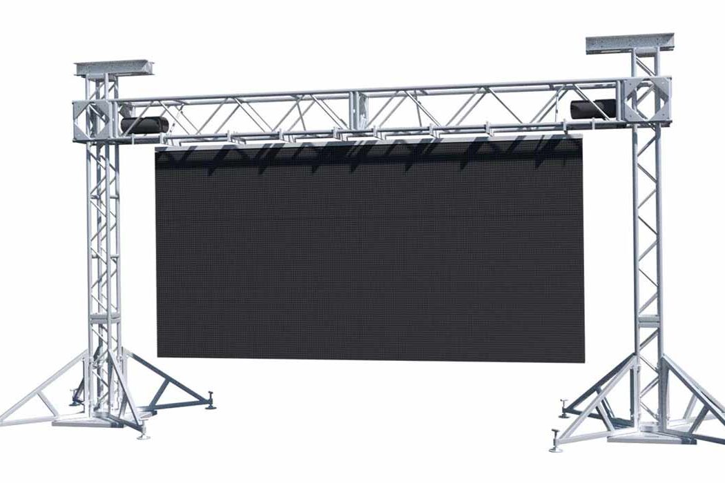 Led screen on goal post truss Led screen on goal post truss